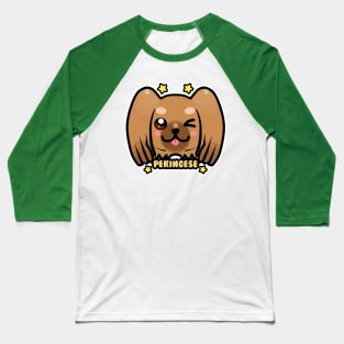 KAWAII Chibi Pekingese Dog Face Baseball T-Shirt
